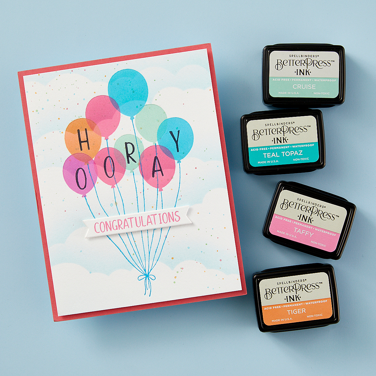 Spellbinders - Happy Hooray Balloons Registration Press Plate & Die Set from the Cheers to You Collection