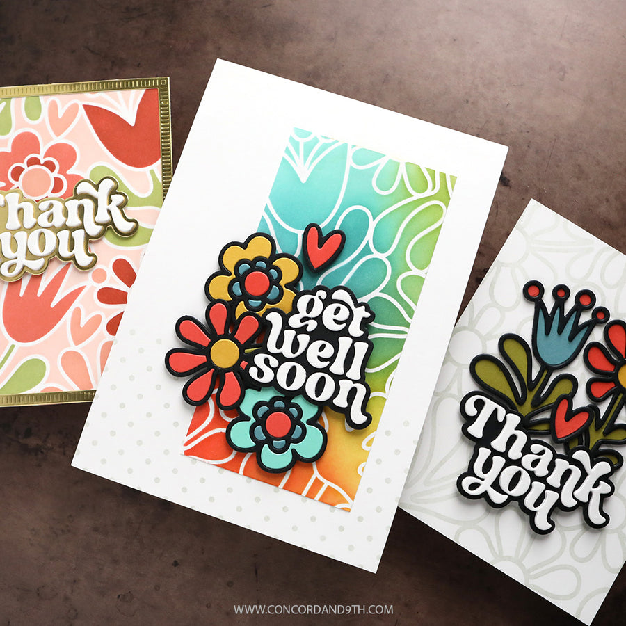 (PRE-ORDER) Concord & 9th (Kristina Werner) - Retro Flowers Stencil Pack