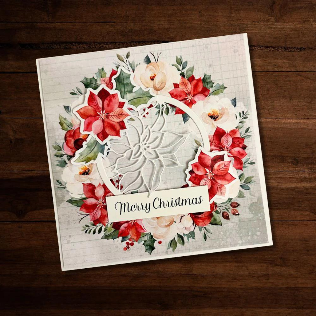 Paper Rose - Christmas Poinsettia Circle Metal Cutting Die