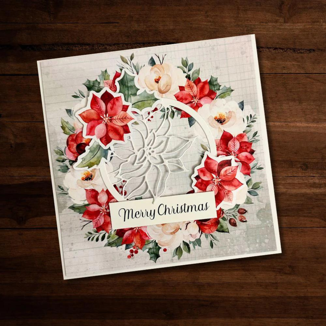 Paper Rose Studio - Christmas Poinsettia Circle Metal Cutting Die