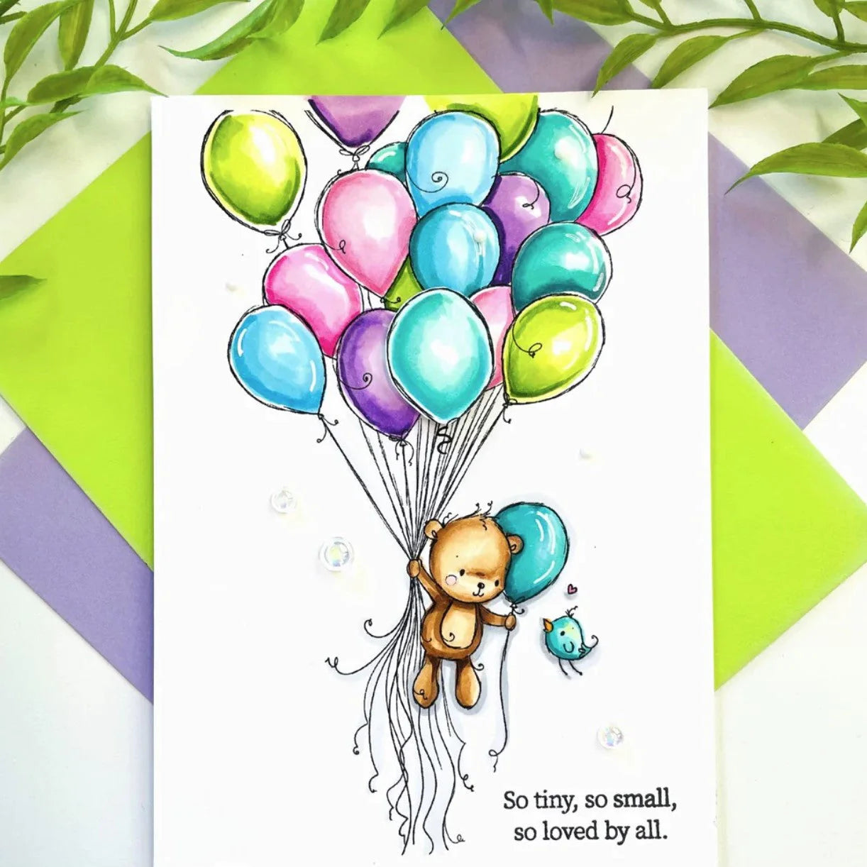 Paper Rose Studio - Teddy's Balloons Clear Stamp
