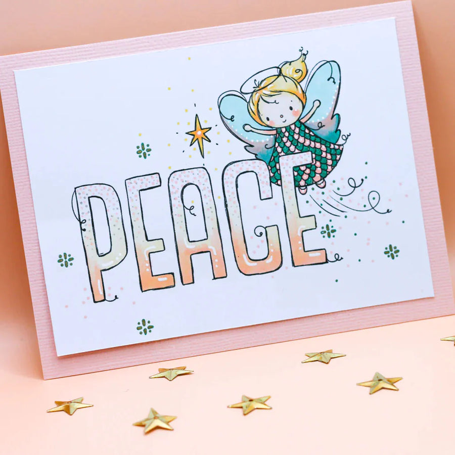 Paper Rose - Christmas Peace Word Clear Stamp