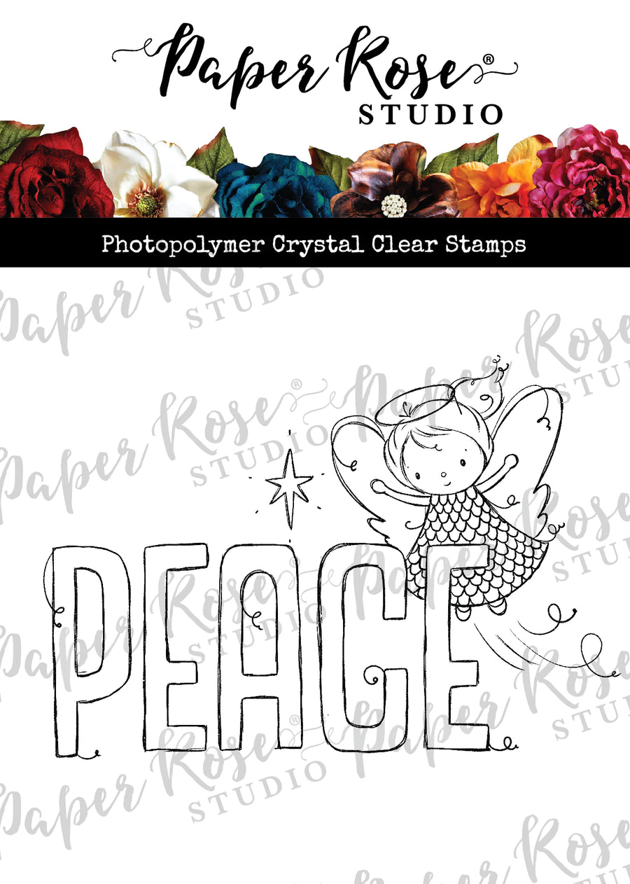 Paper Rose - Christmas Peace Word Clear Stamp