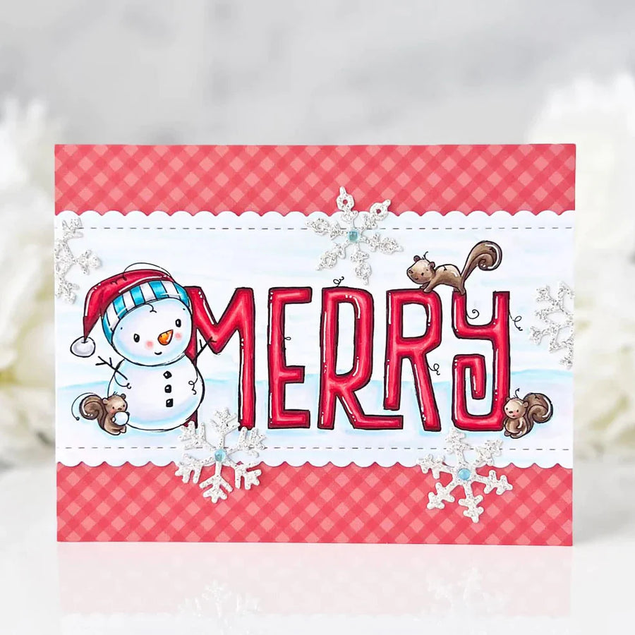 Paper Rose - Christmas Merry Word Clear Stamp