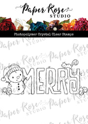 Paper Rose - Christmas Merry Word Clear Stamp