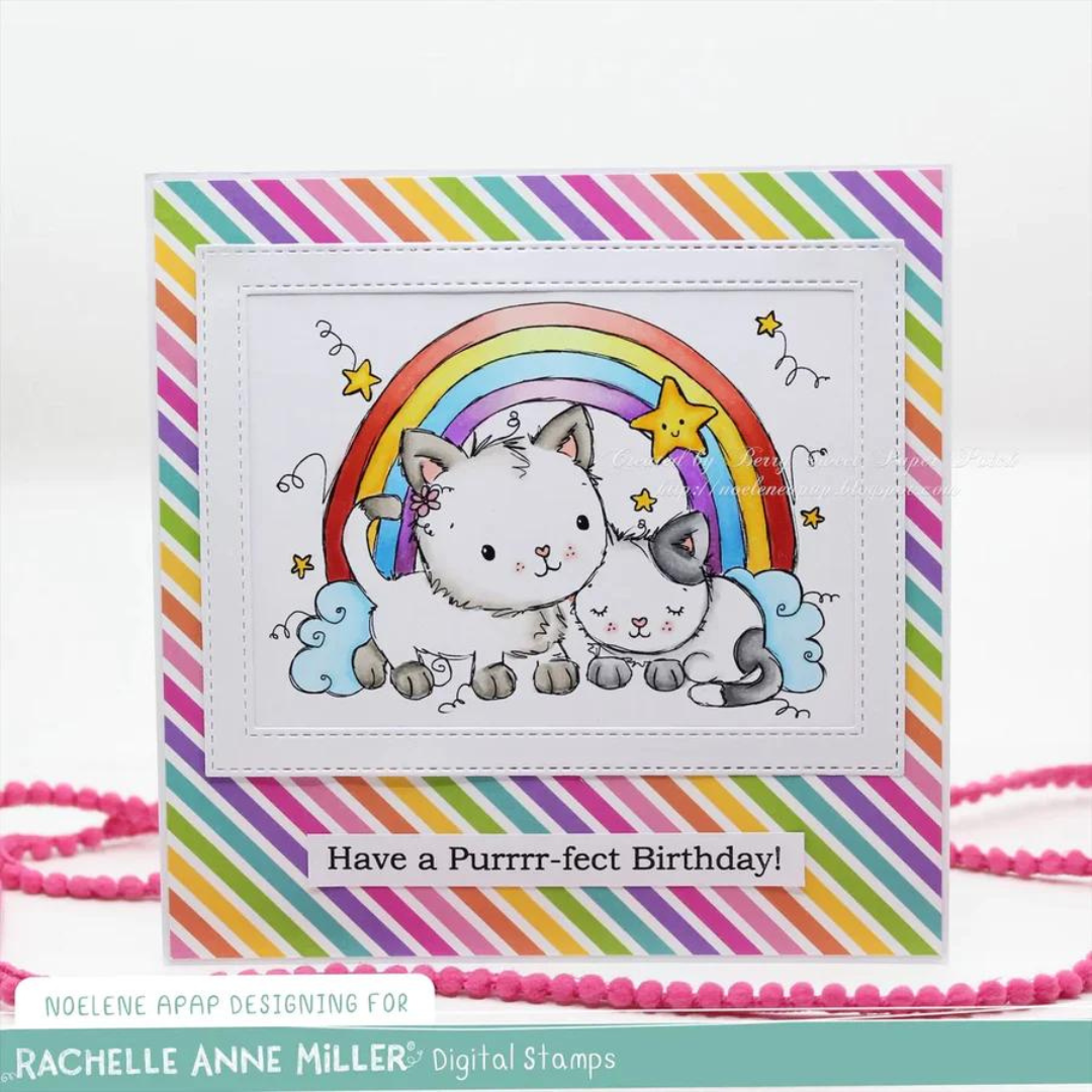 Paper Rose Studio - Rainbow Cats Clear Stamp