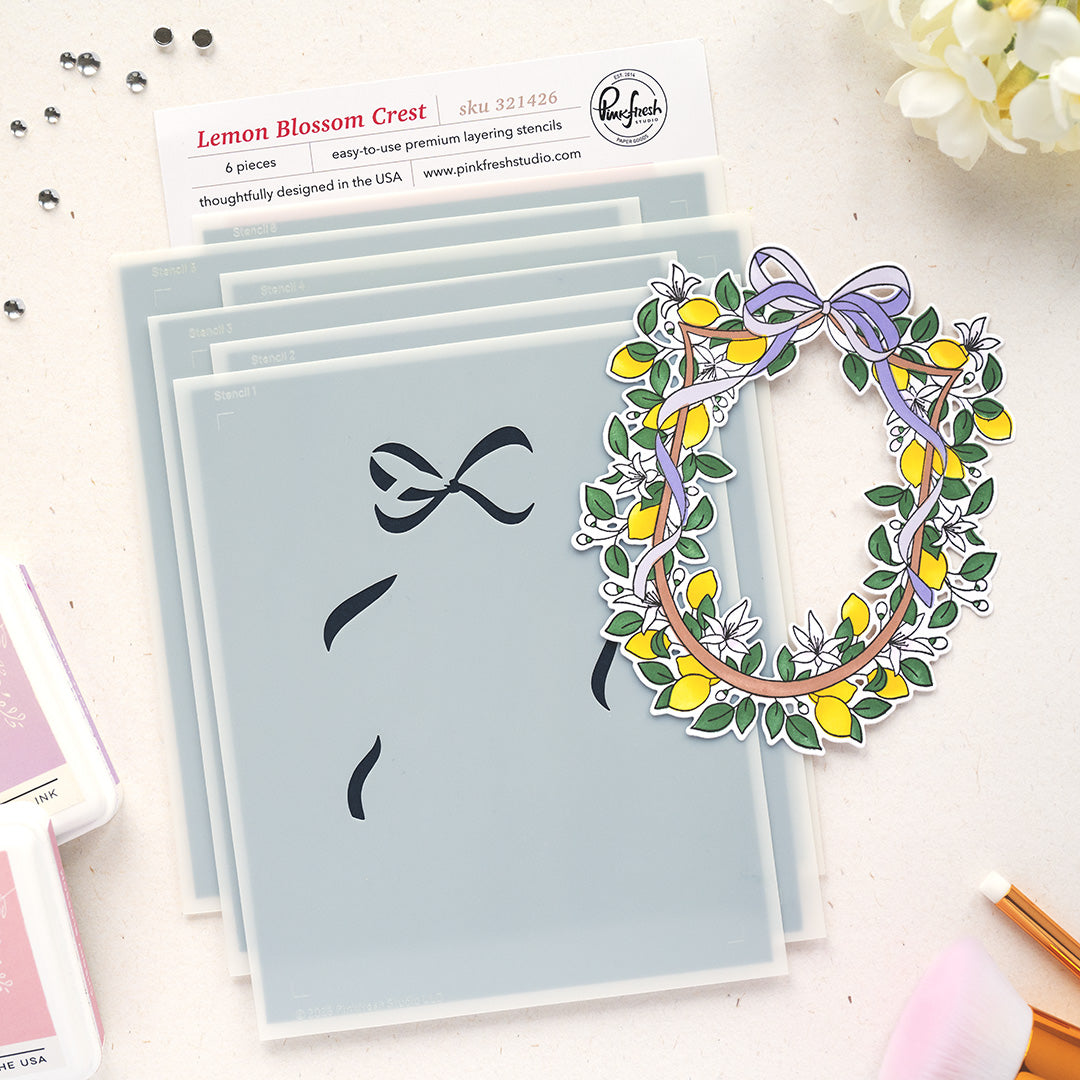 Pinkfresh Studio - Lemon Blossom Crest Stencils