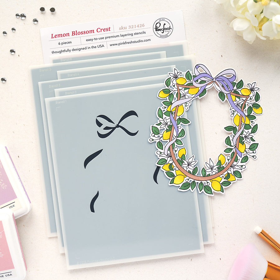 Pinkfresh Studio - Lemon Blossom Crest Stencils