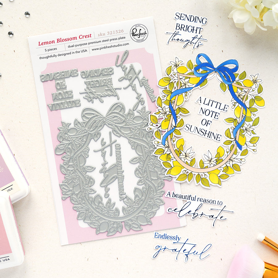 Pinkfresh Studio - Lemon Blossom Crest Press Plates
