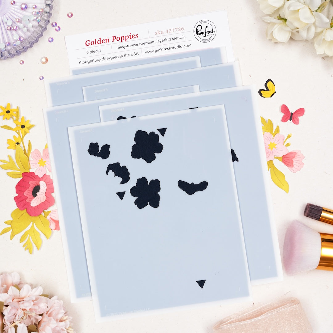 Pinkfresh Studio - Golden Poppies Stencils