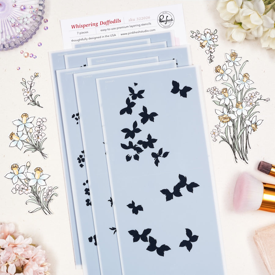 Pinkfresh Studio - Whispering Daffodils Stencils