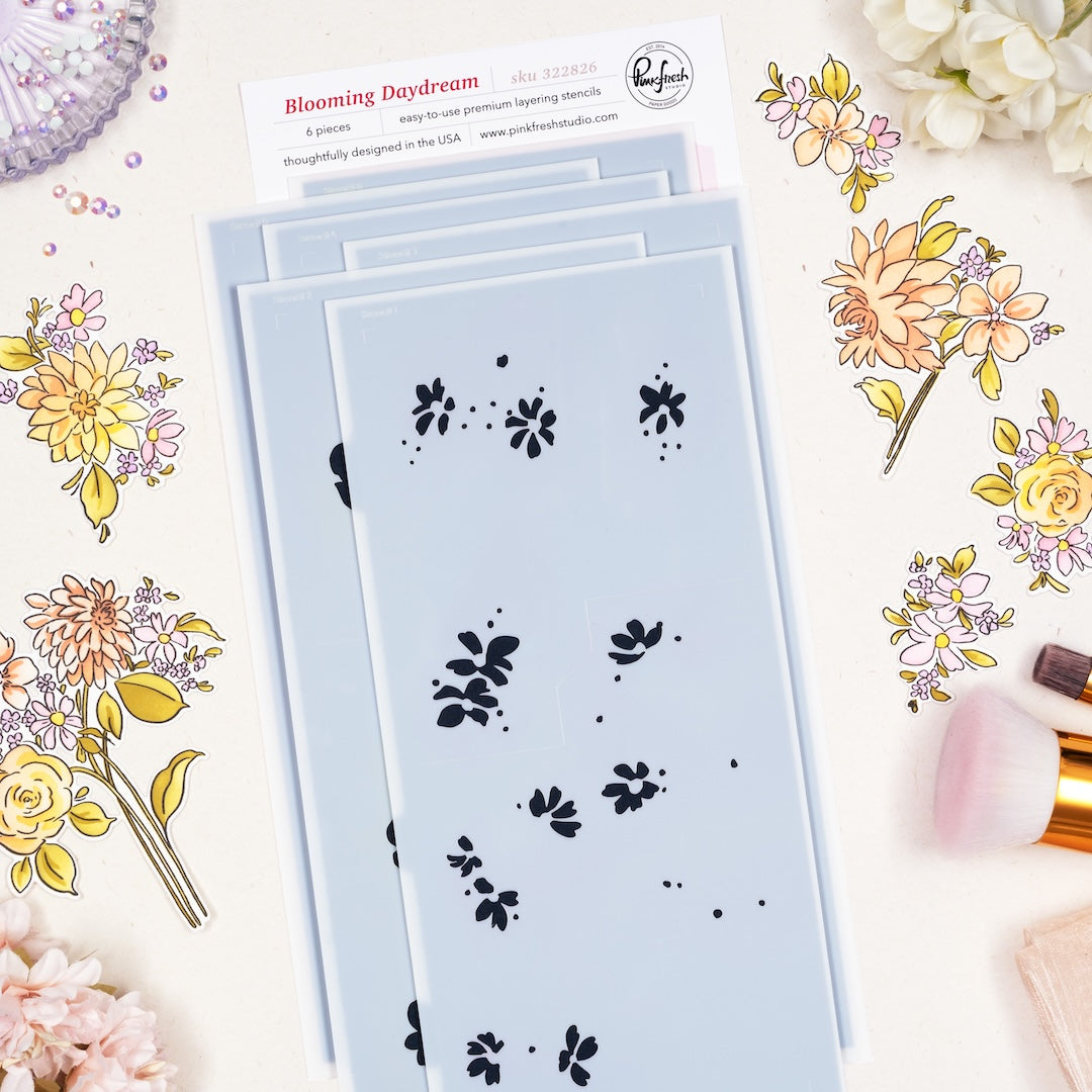 Pinkfresh Studio - Blooming Daydream Stencils
