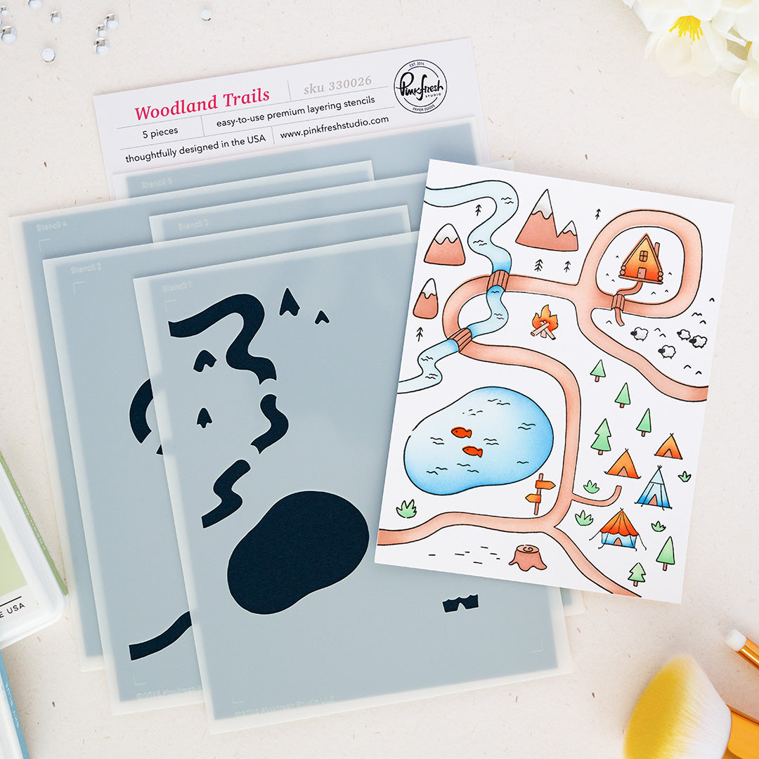 Pinkfresh Studio Woodland Trails Stencils