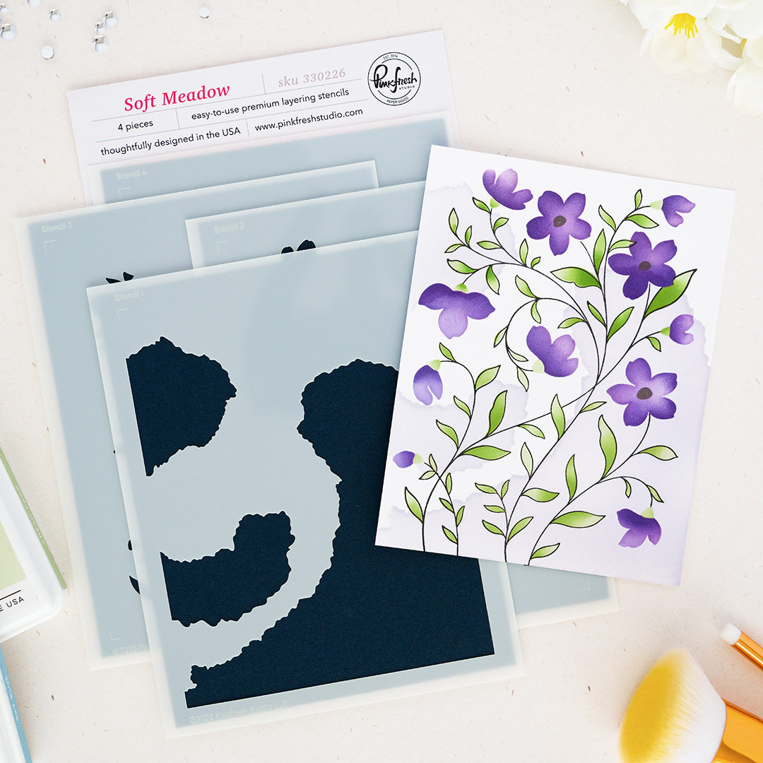 Pinkfresh Studio Soft Meadow Stencils