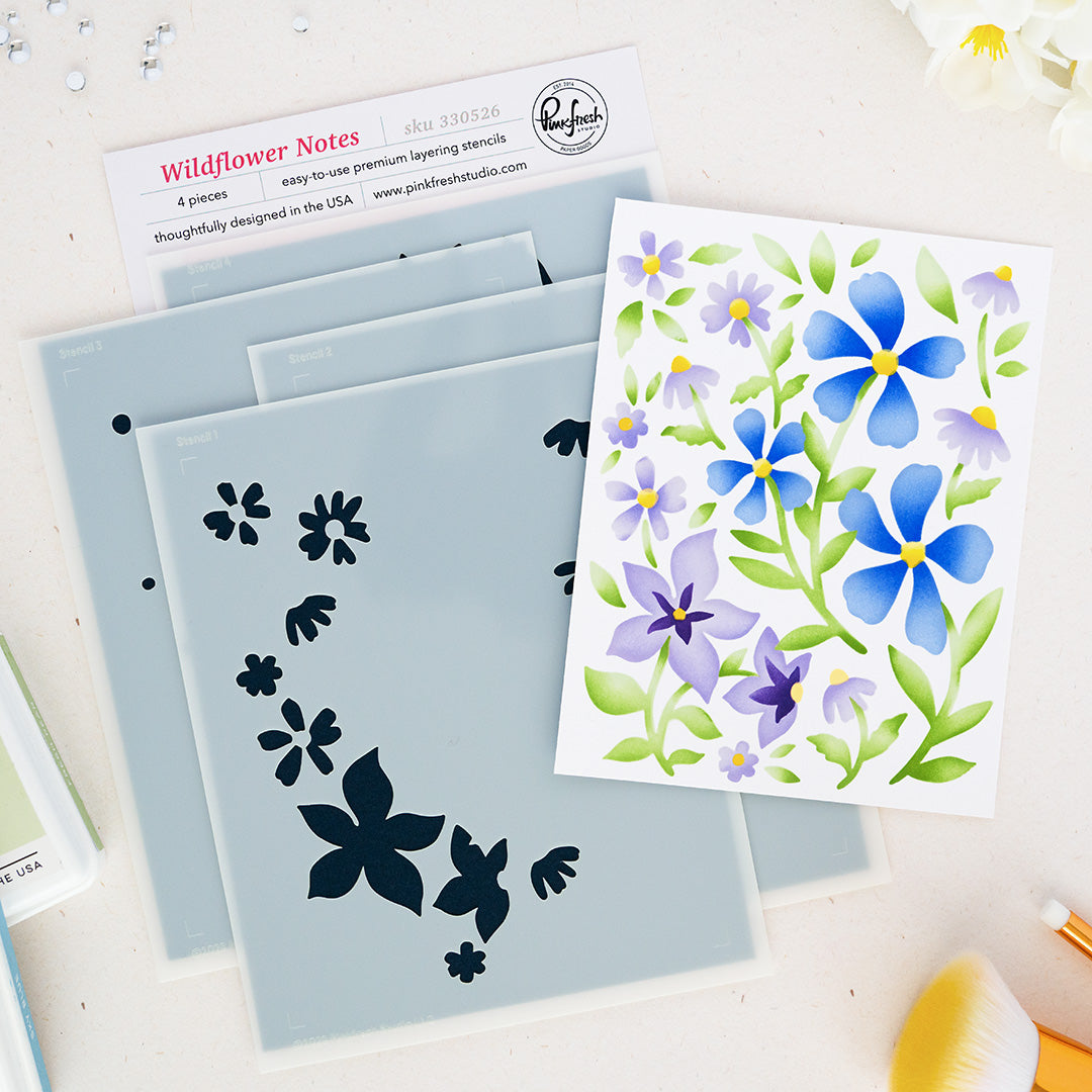 Pinkfresh Studio Wildflower Notes Stencils