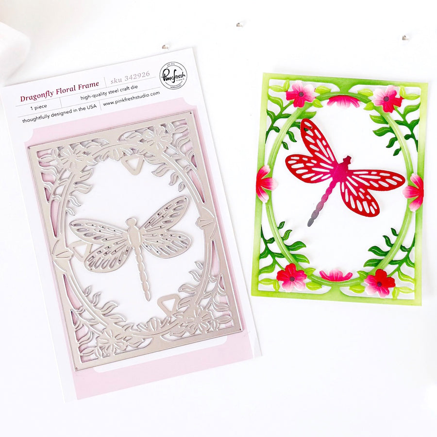 Pinkfresh Studio - Dragonfly Floral Frame Coverplate Die