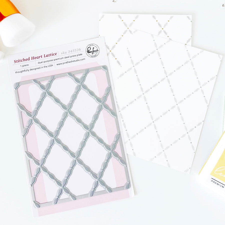 Pinkfresh Studio - Stitched Heart Lattice Press Plate