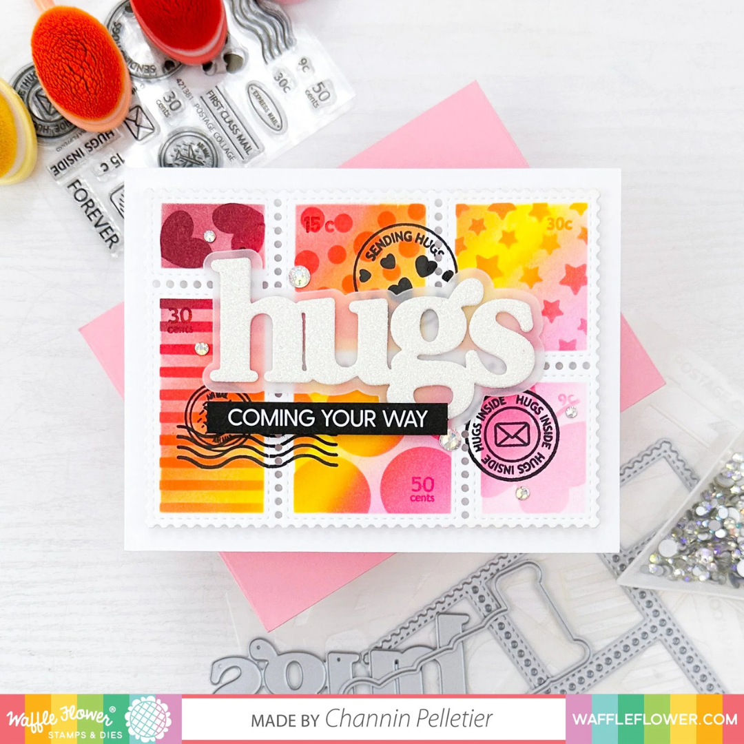 Waffle Flower - Postage Collage Coloring Stencil