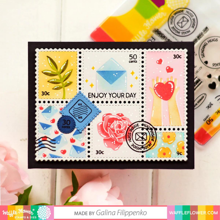 Waffle Flower - Postage Collage Everyday Stencil