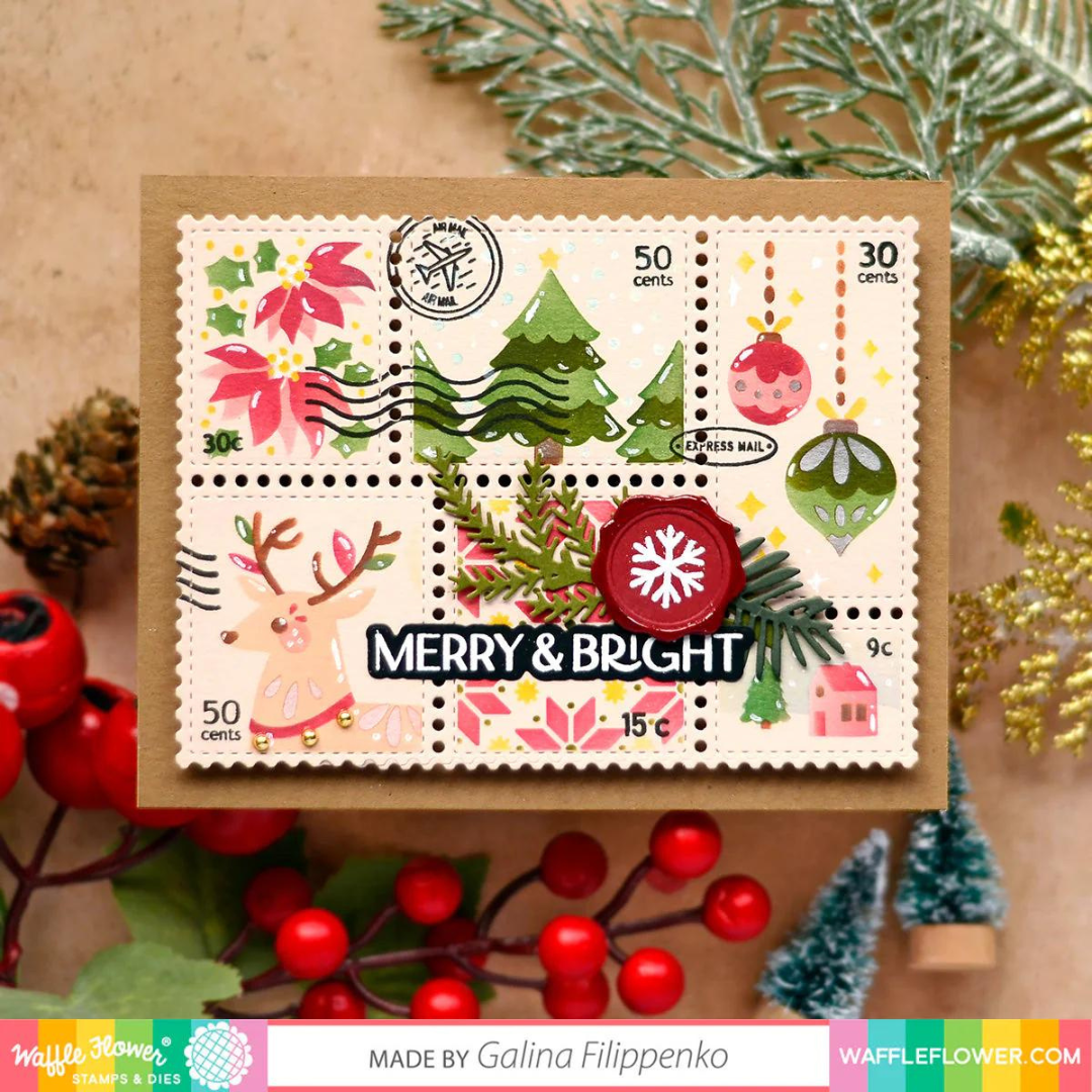 Waffle Flower - Postage Collage Christmas Stencil