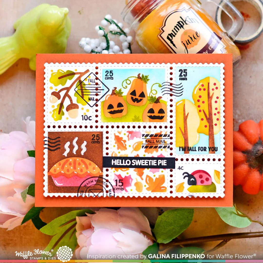 Waffle Flower - Postage Collage Fall Stencil