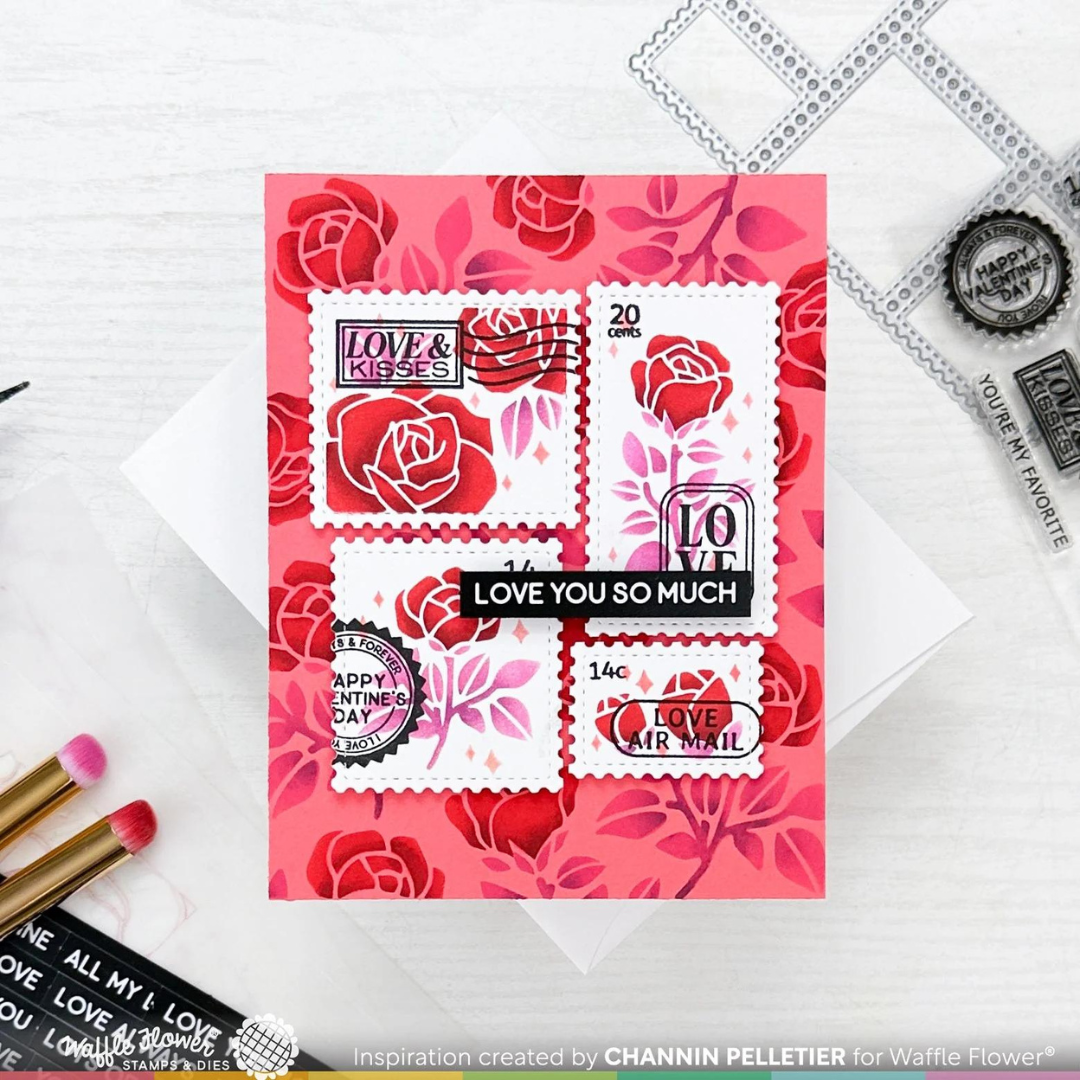 Waffle Flower - Postage Collage Love Stamp Set