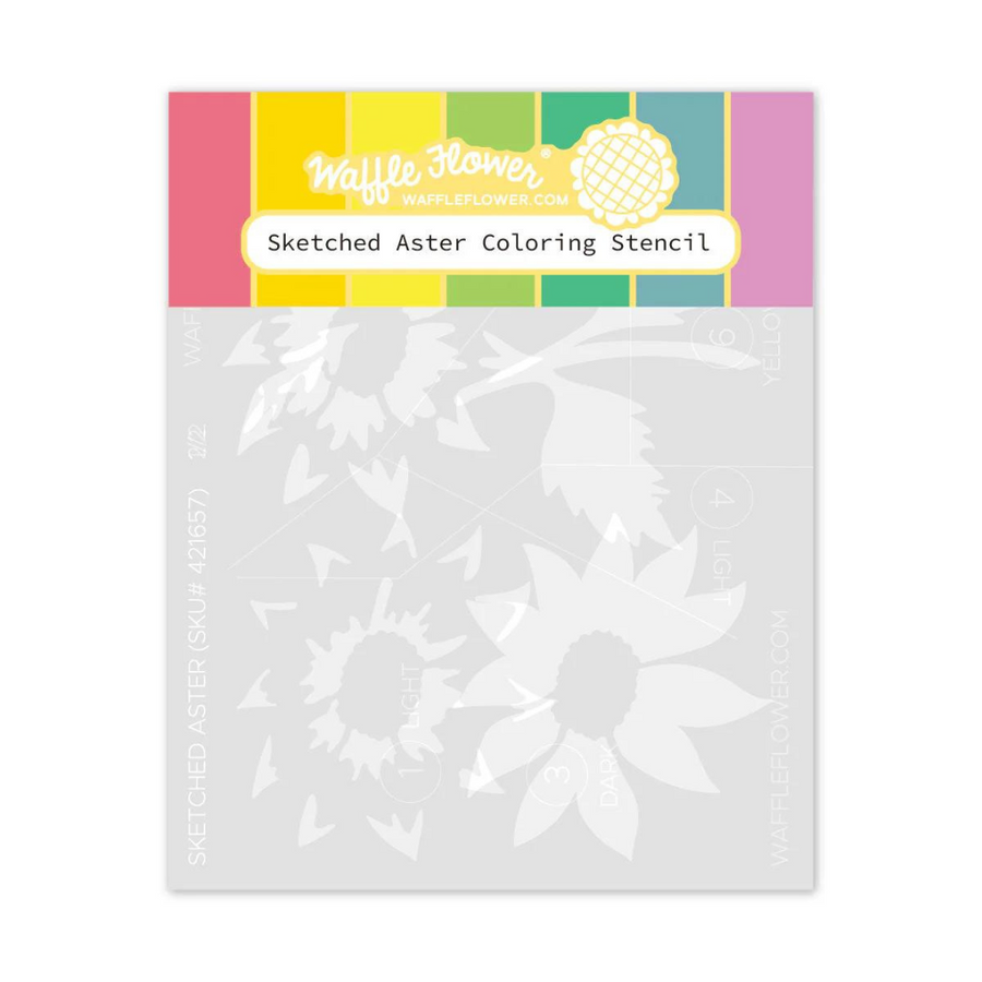 Waffle Flower - Sketched Aster Coloring Stencil