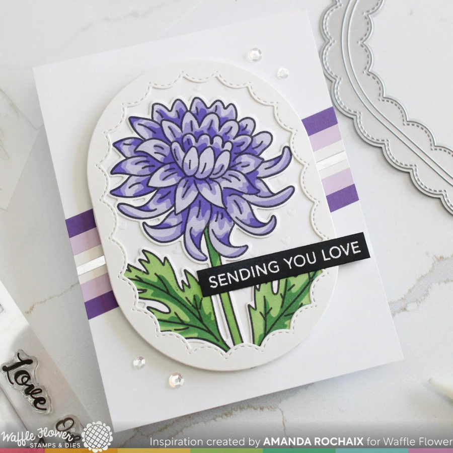 Waffle Flower - Sketched Chrysanthemum Coloring Stencil