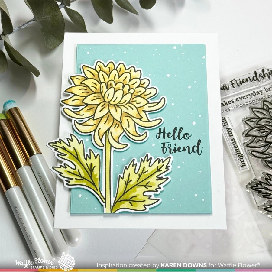 Waffle Flower - Sketched Chrysanthemum Matching Die
