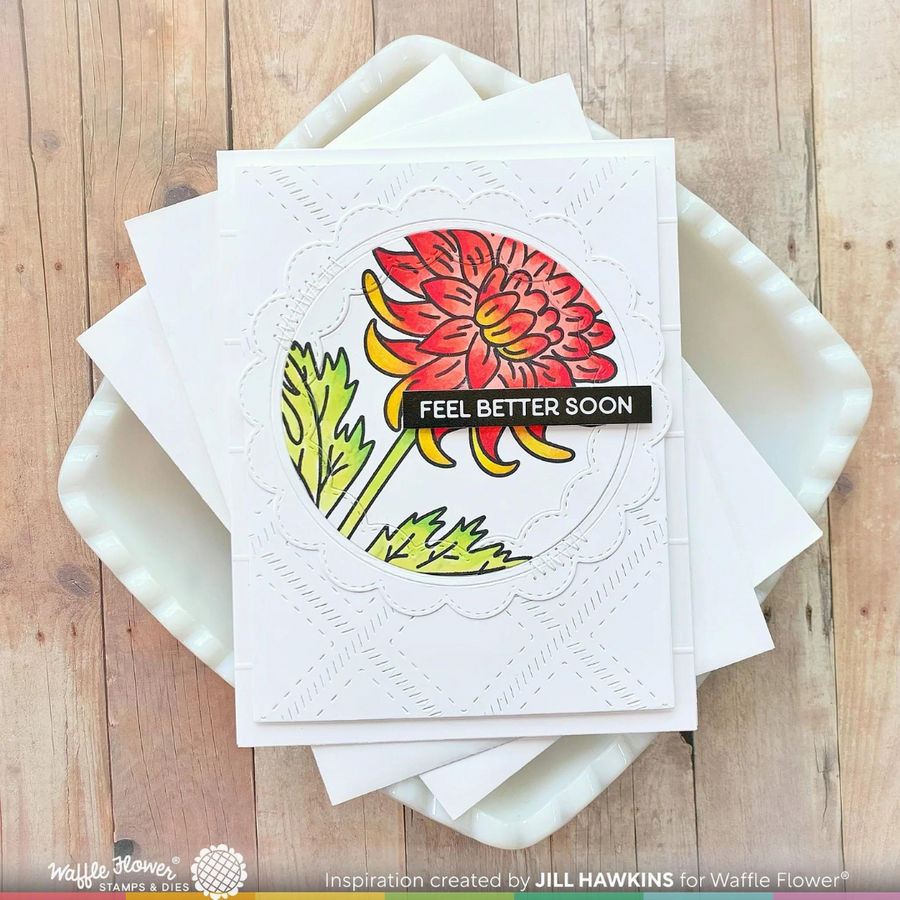 Waffle Flower - Sketched Chrysanthemum Coloring Stencil