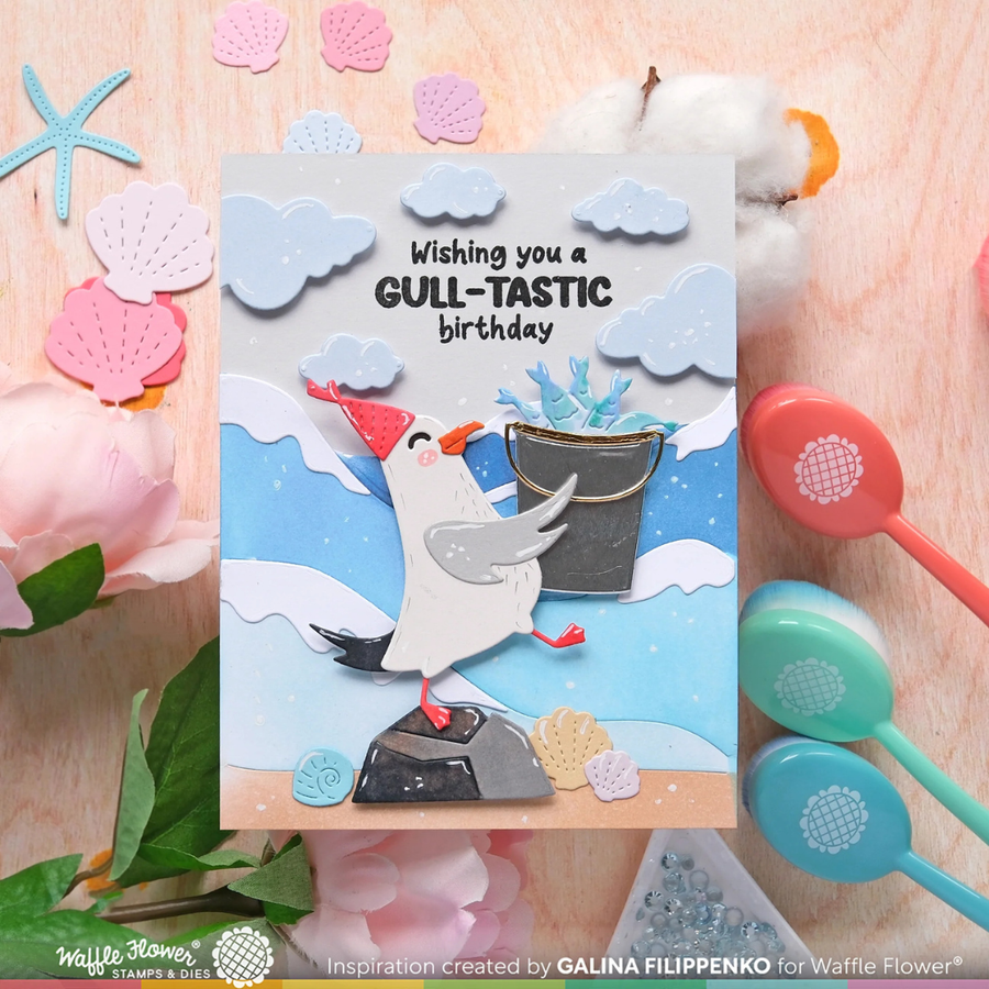 Waffle Flower - Inquisitive Seagulls Stamp Set