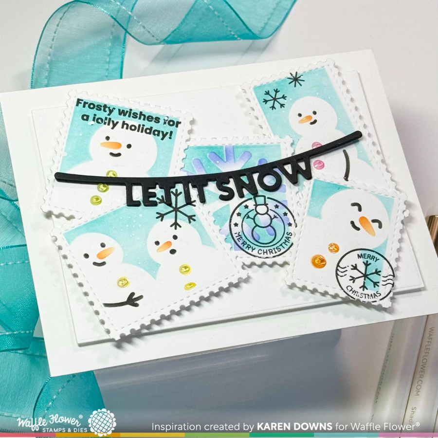 Waffle Flower - Postage Collage Snowman Stencil