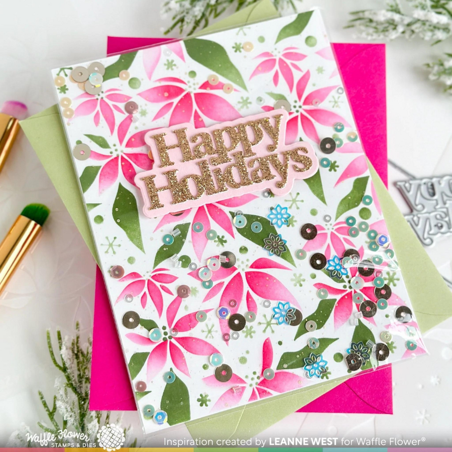 Waffle Flower - Happy Holidays Print Die