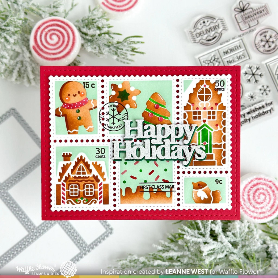 Waffle Flower - Happy Holidays Print Die
