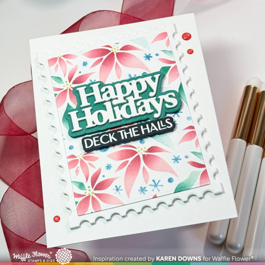 Waffle Flower - Happy Holidays Print Die