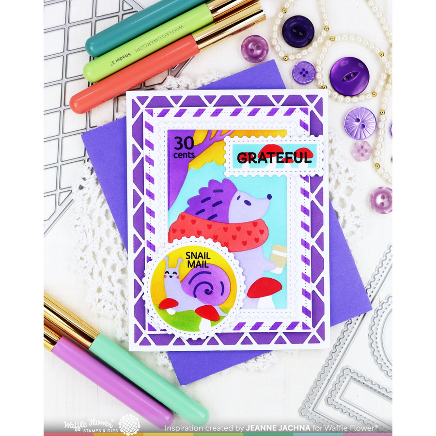 Waffle Flower - Nesting Postage Collage Blocks Stencil
