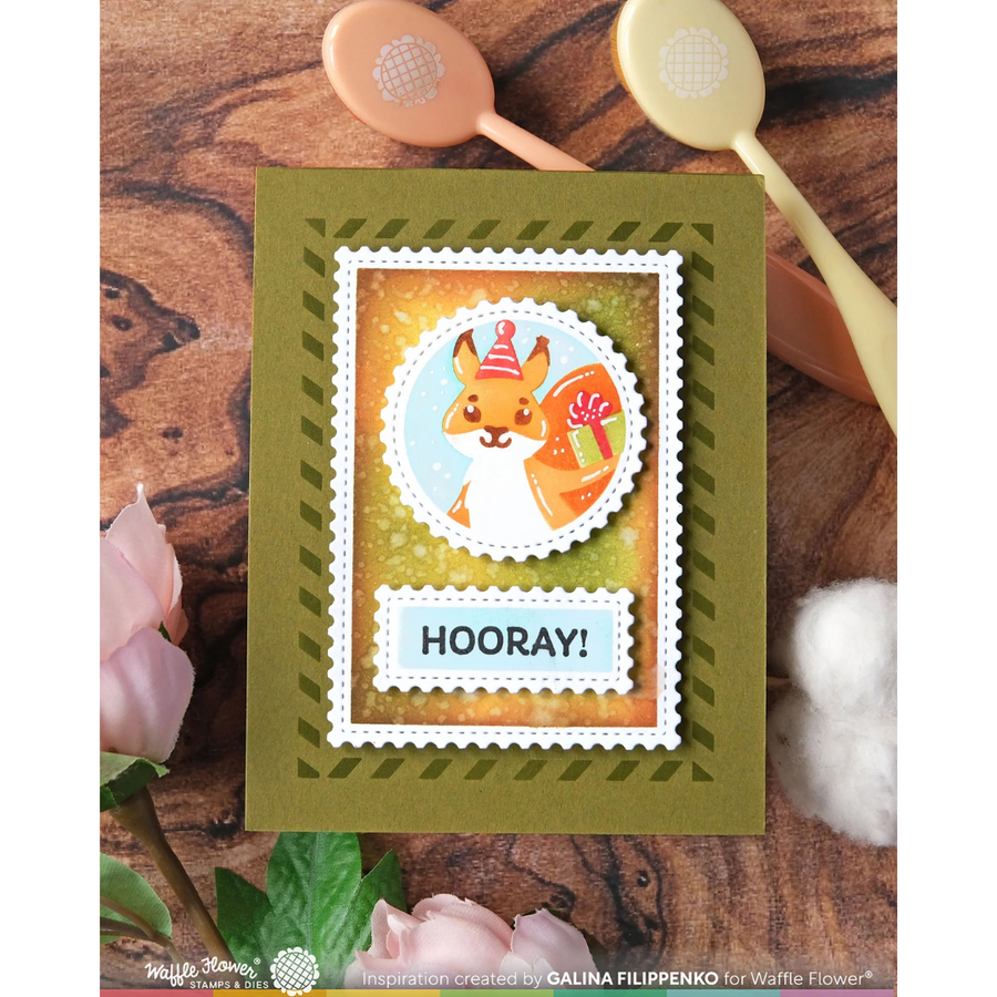 Waffle Flower - Nesting Postage Collage Party Bear