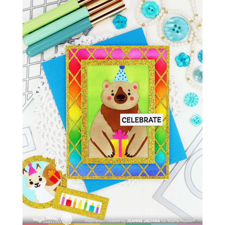 Waffle Flower - Nesting Postage Collage Party Bear