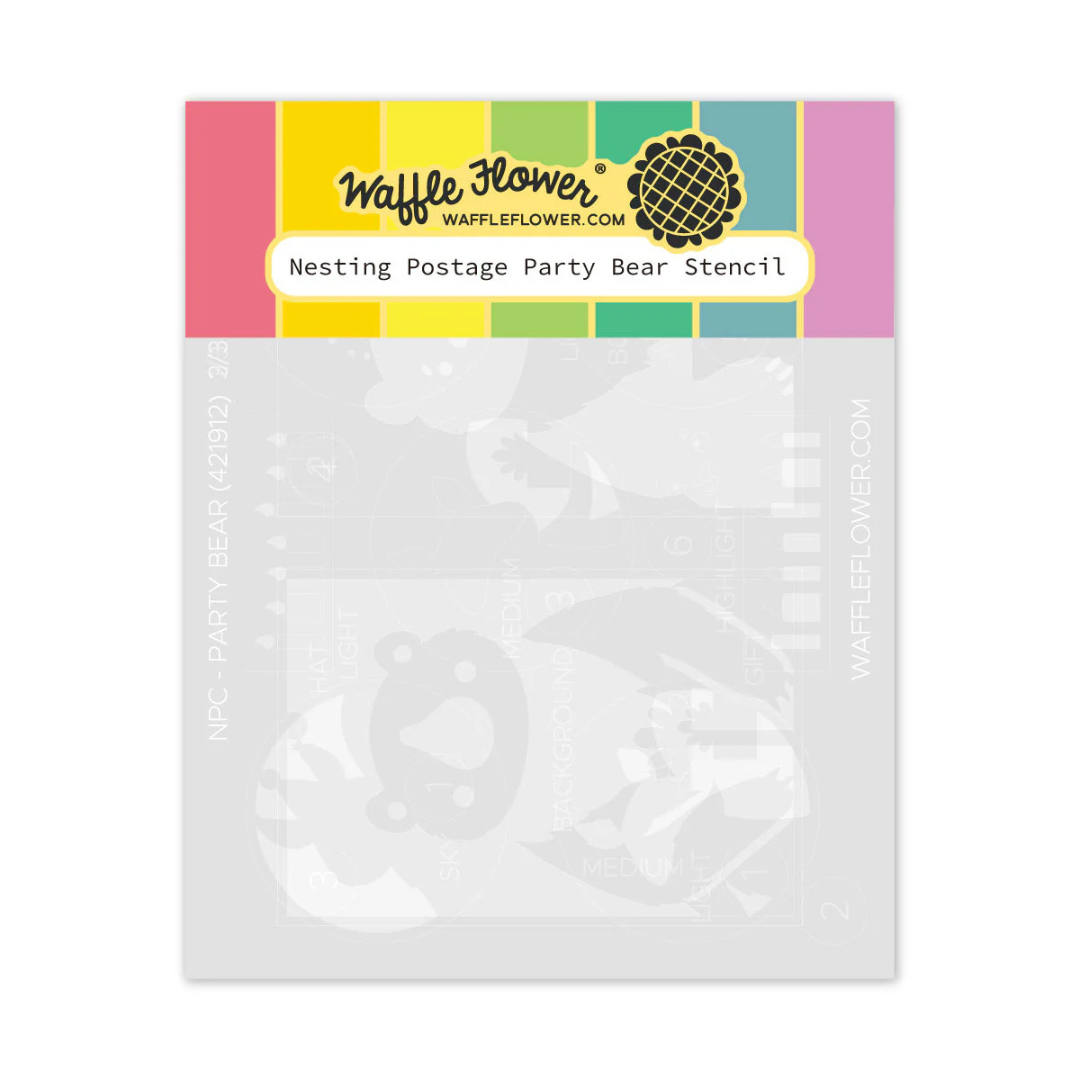 Waffle Flower - Nesting Postage Collage Party Bear