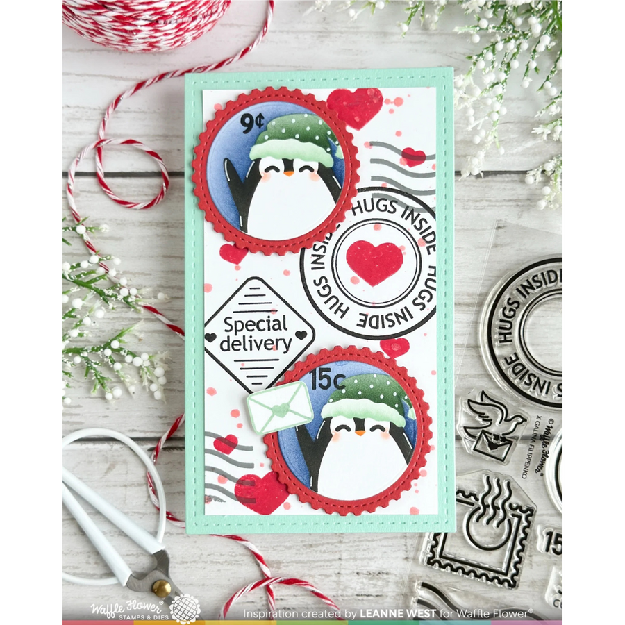 Waffle Flower - Nesting Postage Collage Let It Snow Stencil