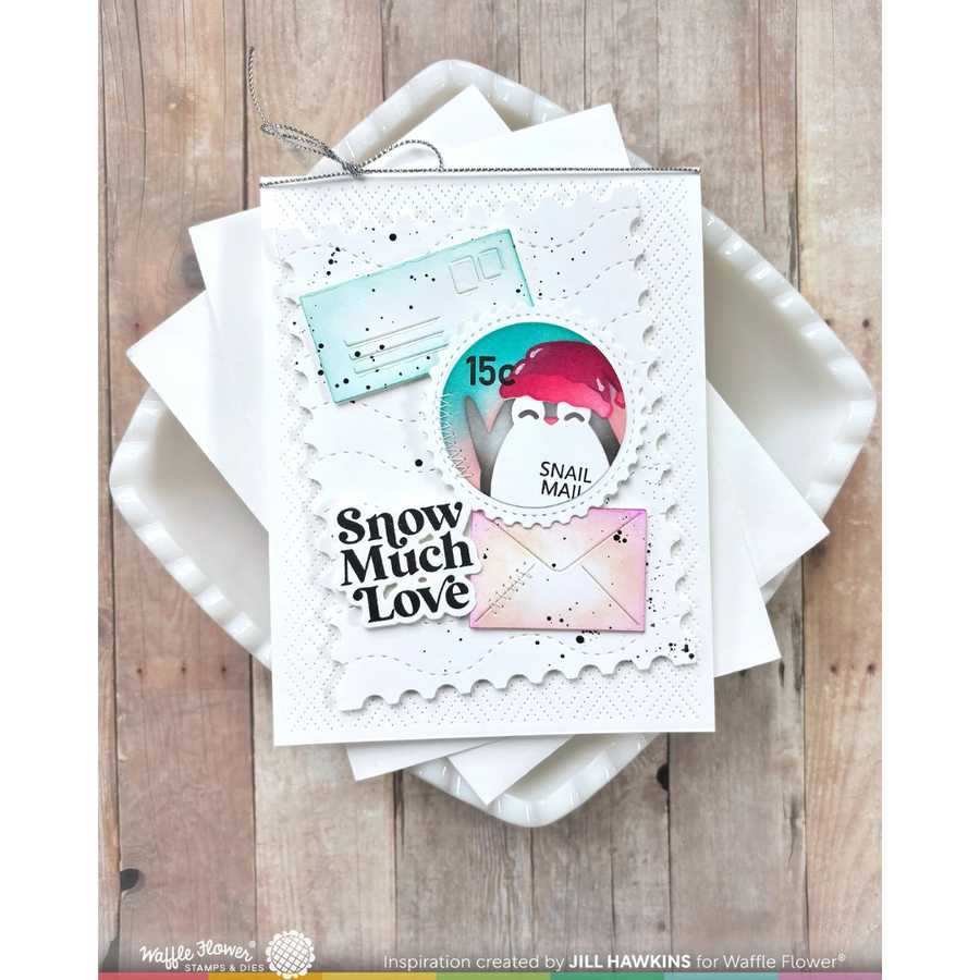 Waffle Flower - Nesting Postage Collage Let It Snow Stencil