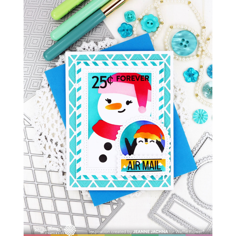 Waffle Flower - Nesting Postage Collage Let It Snow Stencil