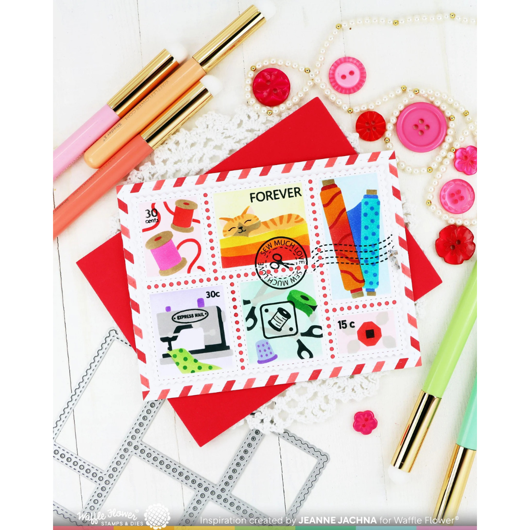 Waffle Flower - Postage Collage Sew Fun Stencil