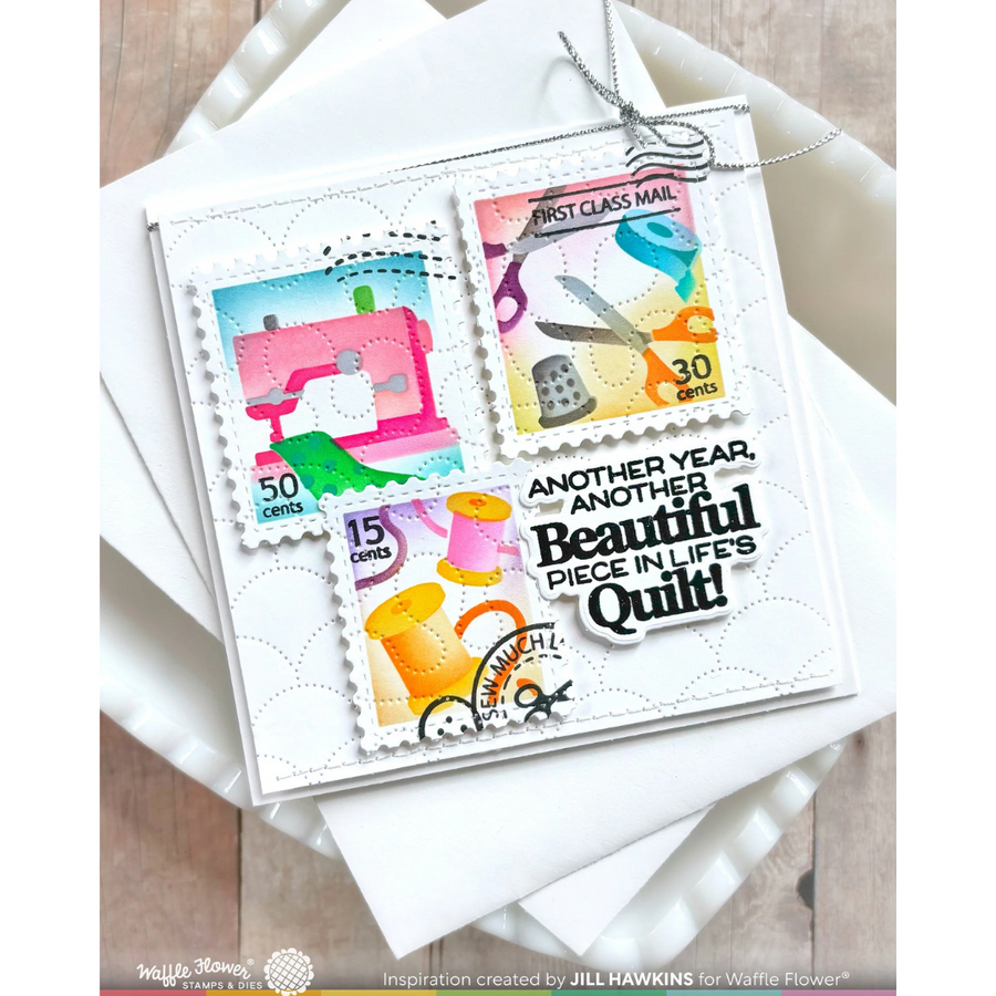 Waffle Flower - Postage Collage Sew Fun Stencil