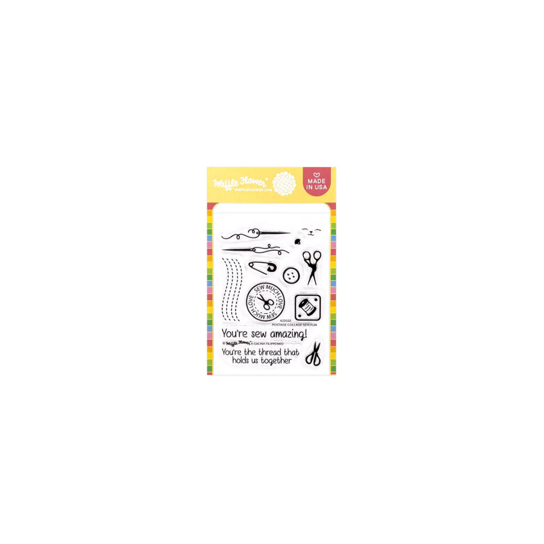 Waffle Flower - Postage Collage Sew Fun Stamp Set