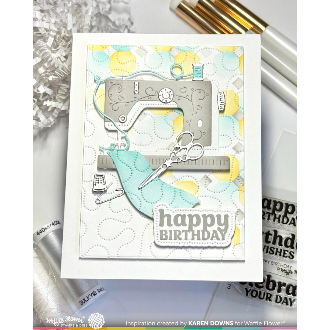 Waffle Flower - Happy Birthday Piercing Matching Die