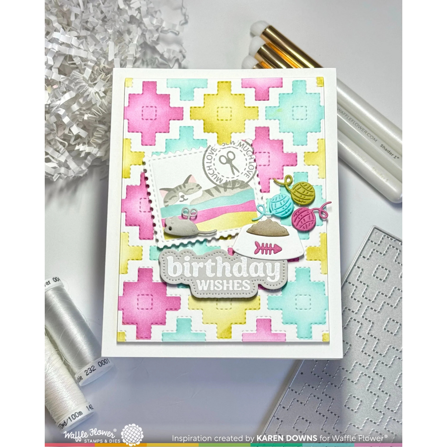 Waffle Flower - Happy Birthday Piercing Matching Die