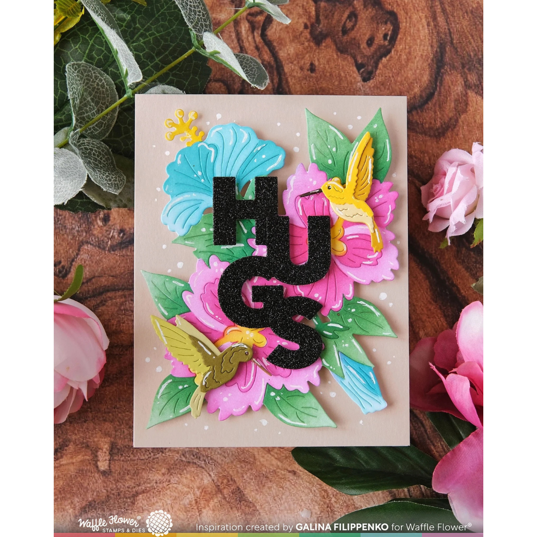 Waffle Flower - Overlapping Vertical Hugs Word Die