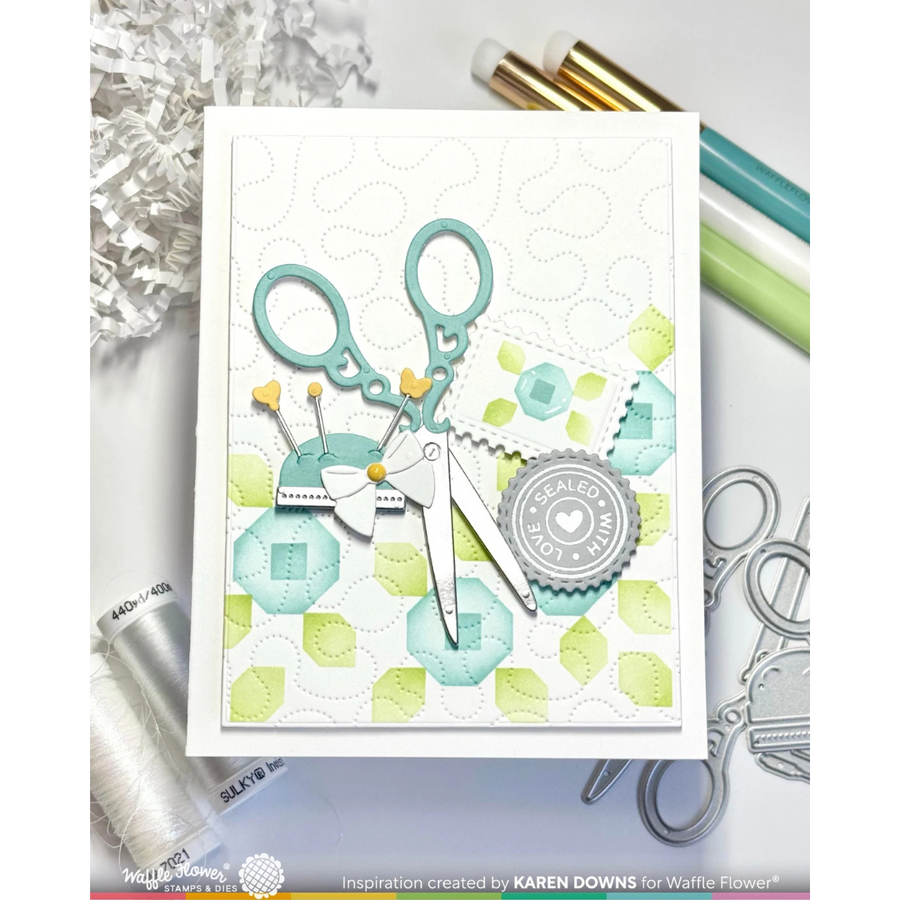 Waffle Flower - Postage Collage Circle Sentiments Stamp Set