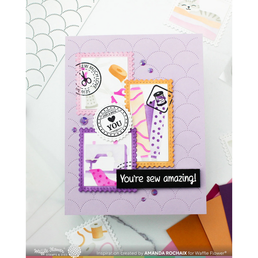 Waffle Flower - Postage Collage Circle Sentiments Stamp Set